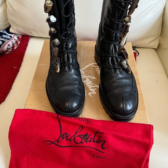 Christian Louboutin biker combat boots black ankle boots - Picture 3 of 14
